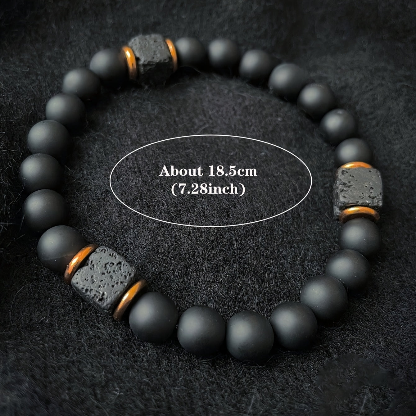 8mm Men's Bracelet - Matte Black Onyx with Lava Beads Healing Diffuser Bracelet,Grounding Energy Anxiety Aromatherapy Gift for Him - Gift for Men - Men Jewelry Gift