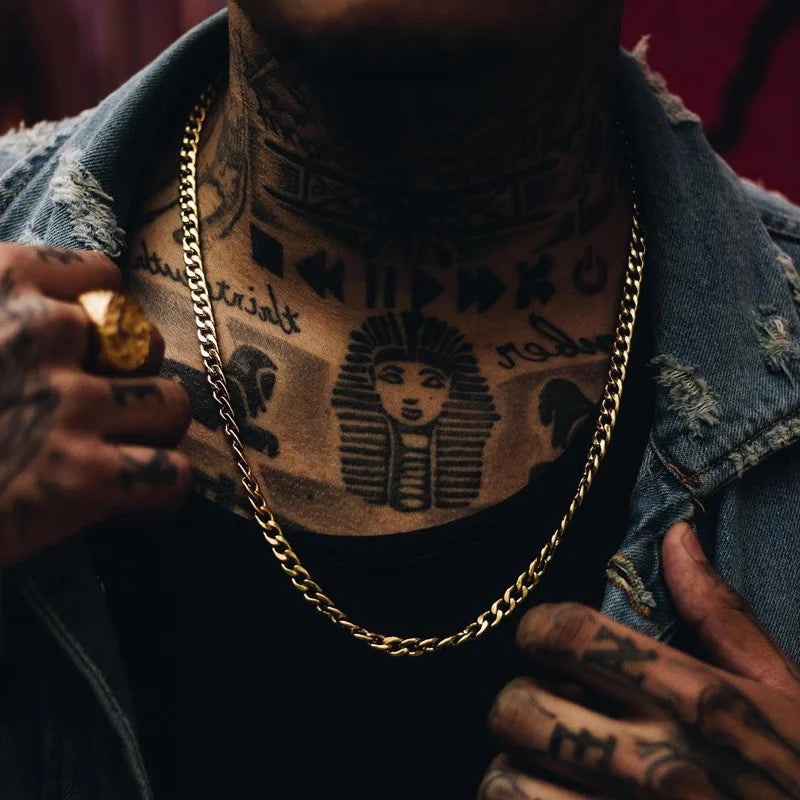 CUBAN LINK 3 TO 7 MM STAINLESS STEEL NECKLACE FOR MEN CHOKER JEWELRY