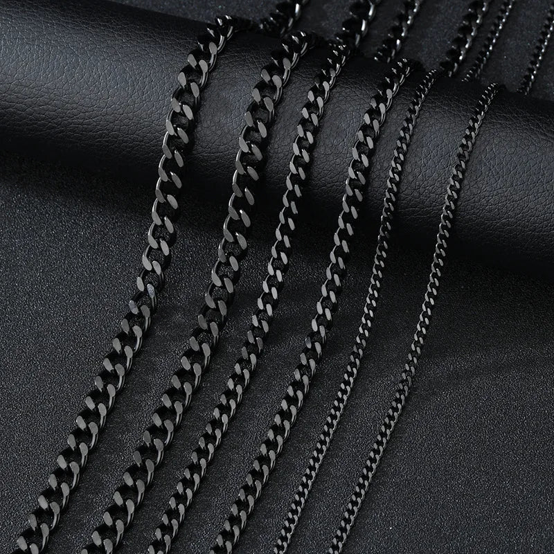 CUBAN LINK 3 TO 7 MM STAINLESS STEEL NECKLACE FOR MEN CHOKER JEWELRY