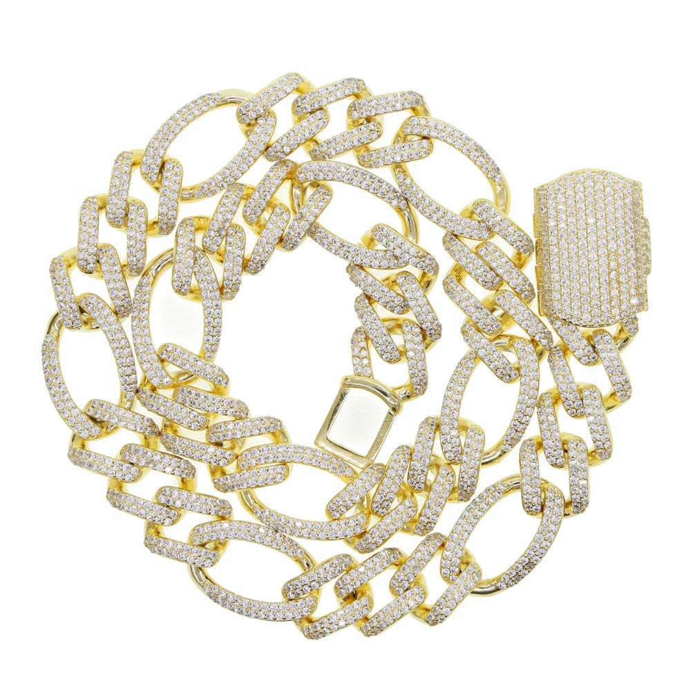 Iced Out Bling Miami Cuban Chain Necklace Gold Silver Color CZ Cubic Zirconia Link Men Women Hip Hop Jewelry