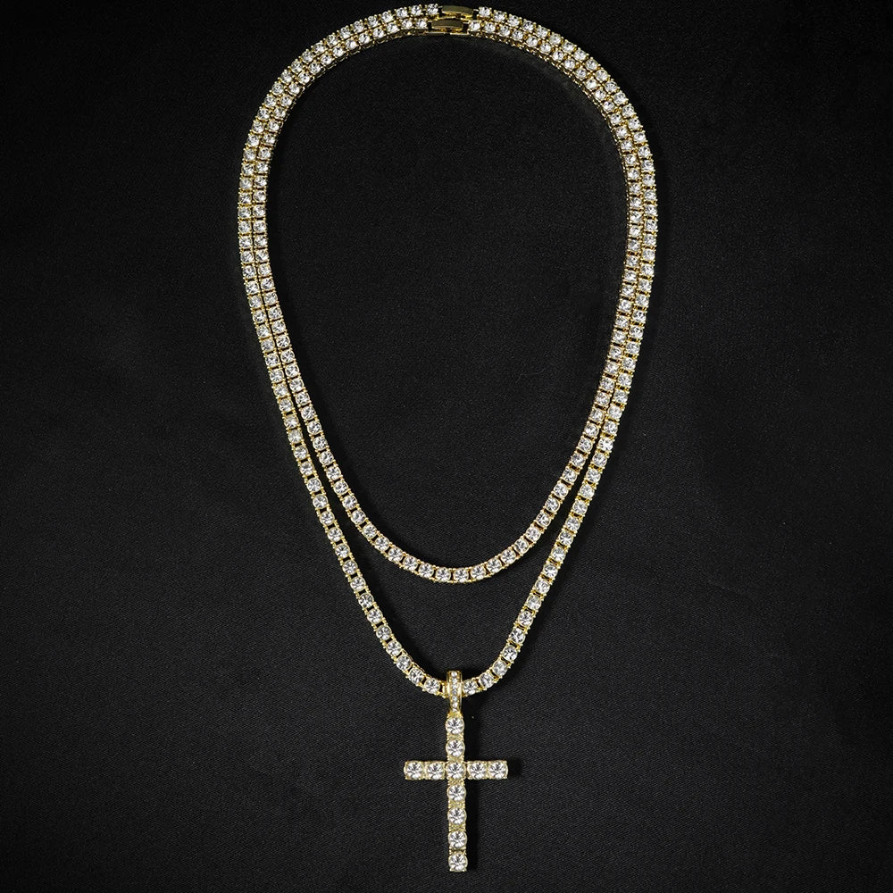 Hip Hop Iced Out Cross Pendant Necklace