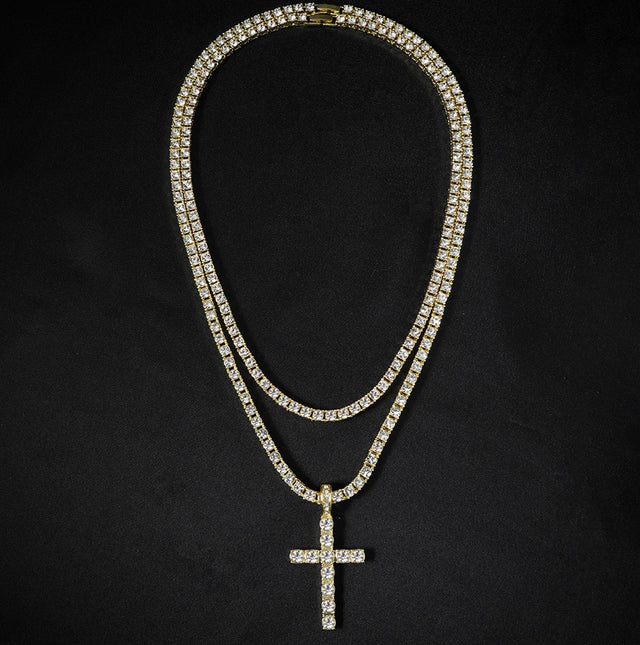 Hip Hop Iced Out Cross Pendant Necklace
