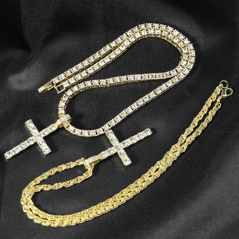 Hip Hop Iced Out Cross Pendant Necklace