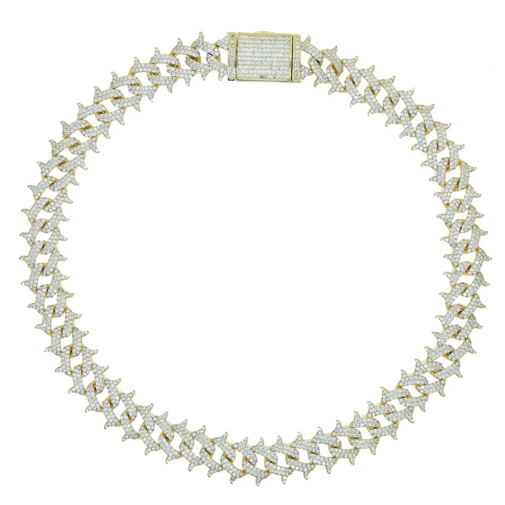 Iced Out Bling Miami Cuban Chain Necklace Gold Silver Color CZ Cubic Zirconia Link Men Women Hip Hop Jewelry