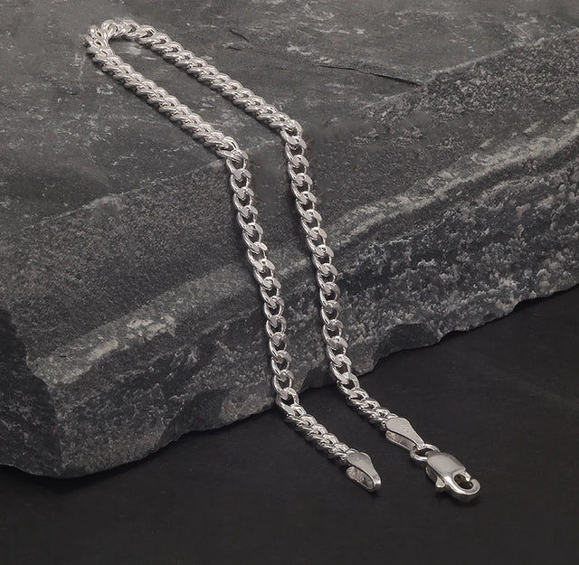 3mm Solid 925 Sterling Silver Cuban Link Chain Bracelet for Men Women Sturdy Miami Cuban Chain Trendy Wristband Jewelry