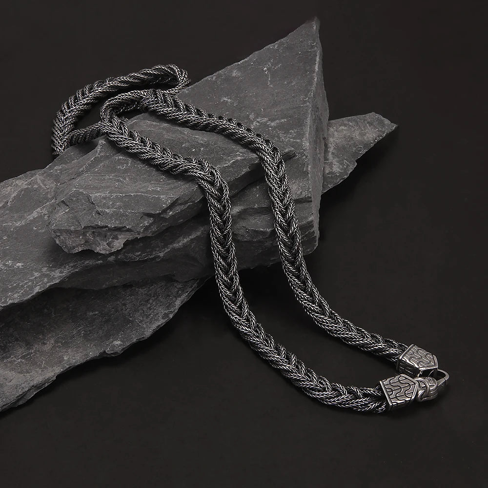 6mm Solid 925 Sterling Silver Foxtail Necklace for Men Handmade Braided Chain