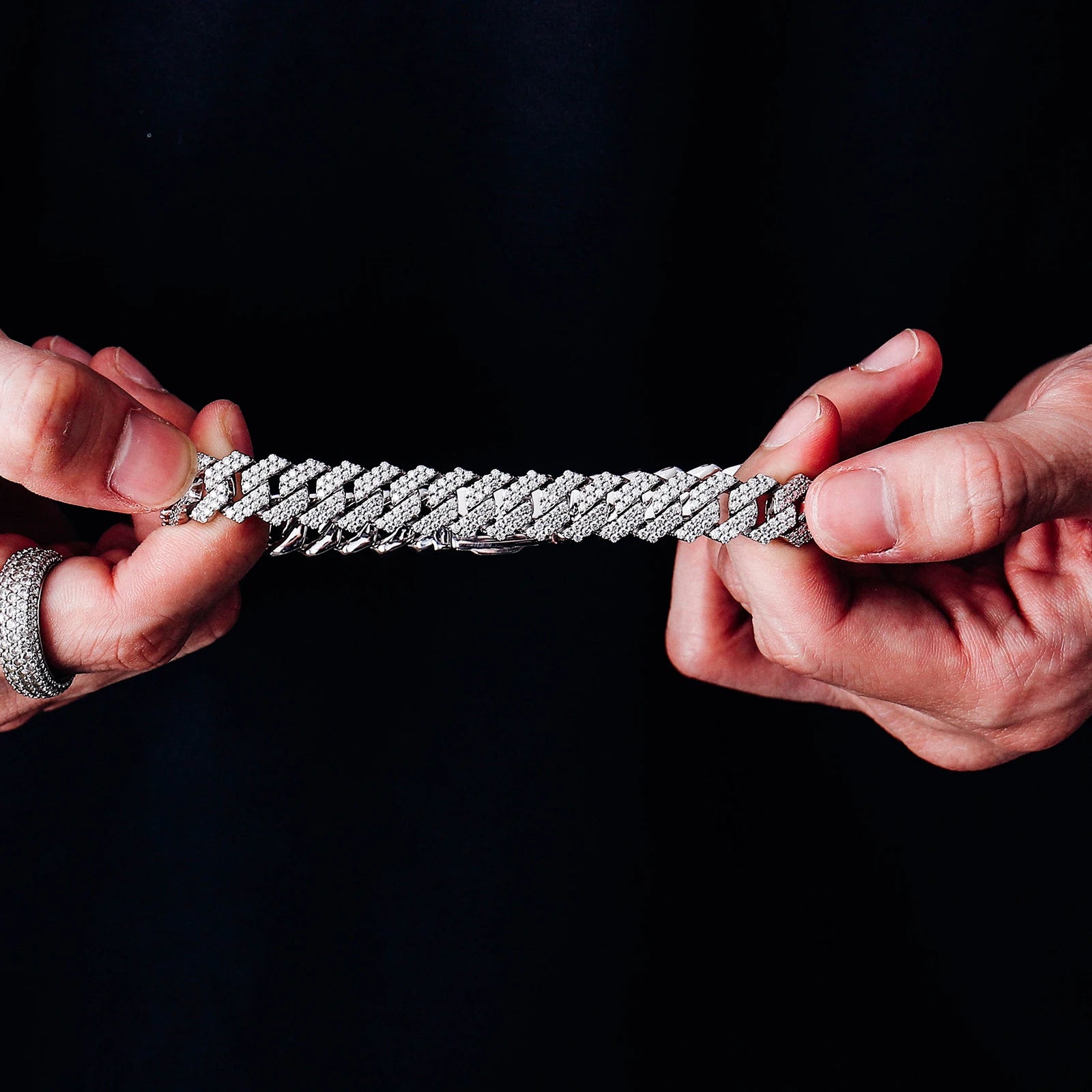 Provence S925 Moissanite Cuban Bracelet for Men Round Cut Link Chain for Women Hip Hop Silver Bangle 15mm Miami Cuban Chain