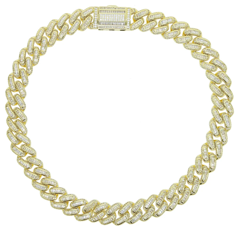 Iced Out Bling Miami Cuban Chain Necklace Gold Silver Color CZ Cubic Zirconia Link Men Women Hip Hop Jewelry