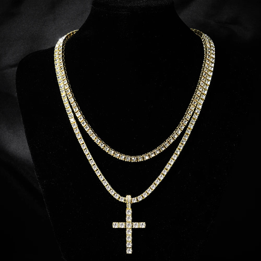 Hip Hop Iced Out Cross Pendant Necklace