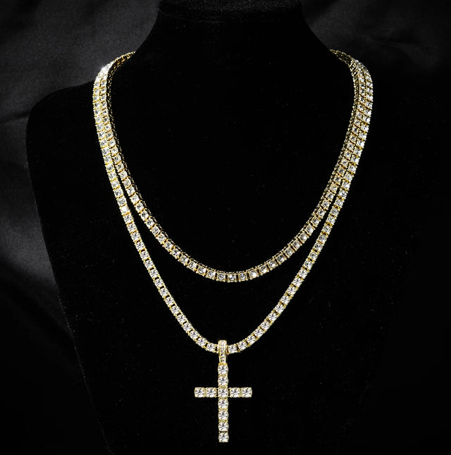 Hip Hop Iced Out Cross Pendant Necklace