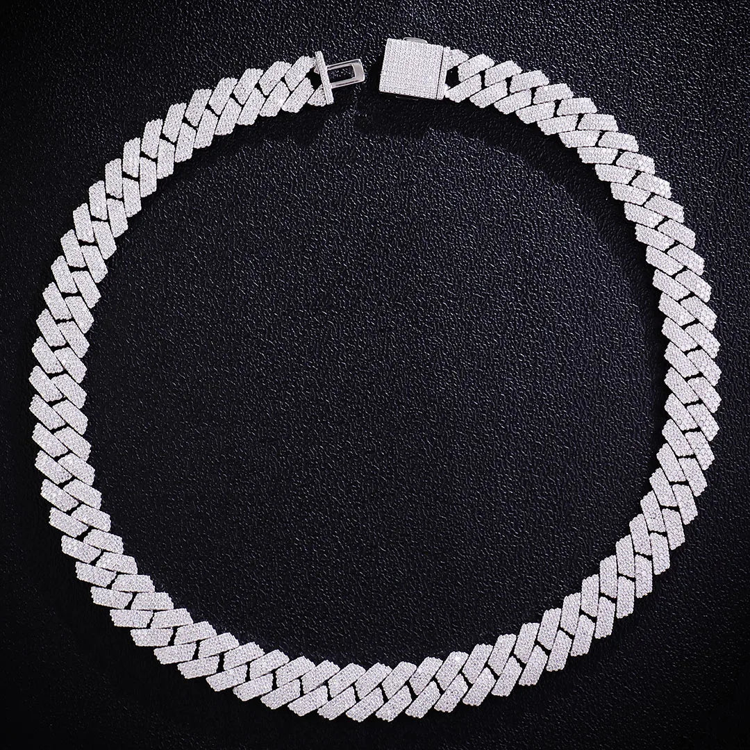 Provence S925 Moissanite Cuban Bracelet for Men Round Cut Link Chain for Women Hip Hop Silver Bangle 15mm Miami Cuban Chain