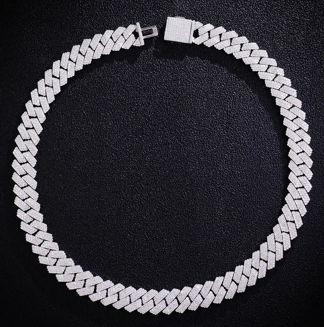 Provence S925 Moissanite Cuban Bracelet for Men Round Cut Link Chain for Women Hip Hop Silver Bangle 15mm Miami Cuban Chain