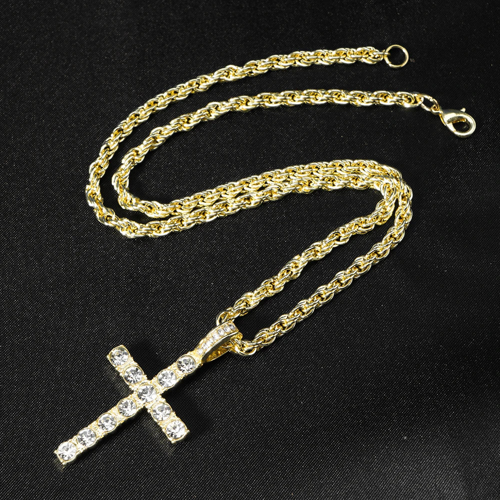 Hip Hop Iced Out Cross Pendant Necklace